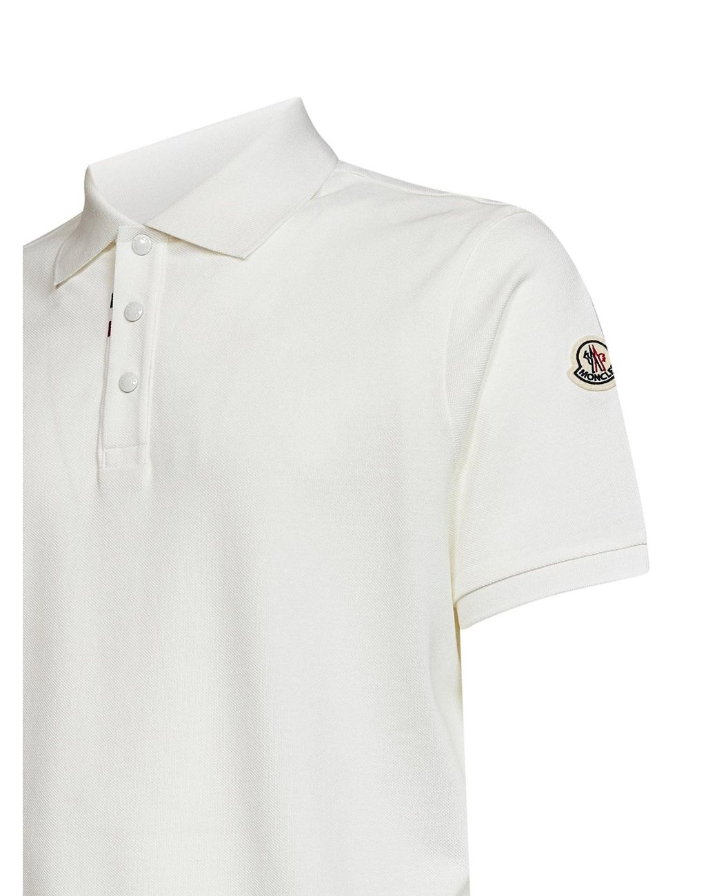 Moncler White Natural Cotton Piqué Polo Shirt With Logo for men