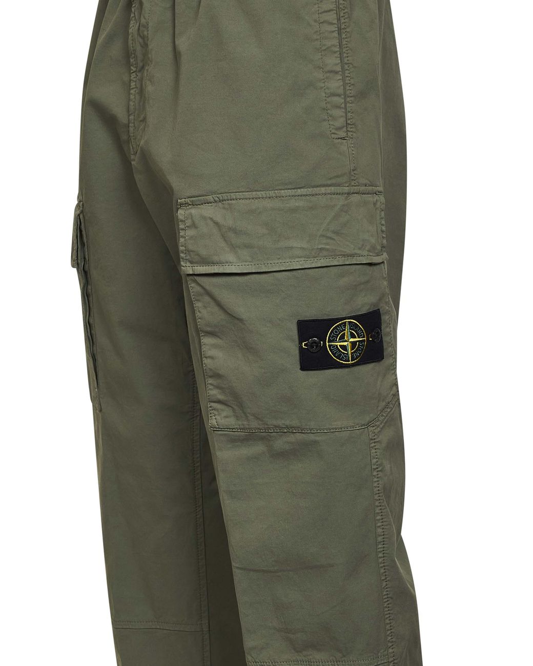Stone Island Green Military Stretch Twill Cargo Trousers for men