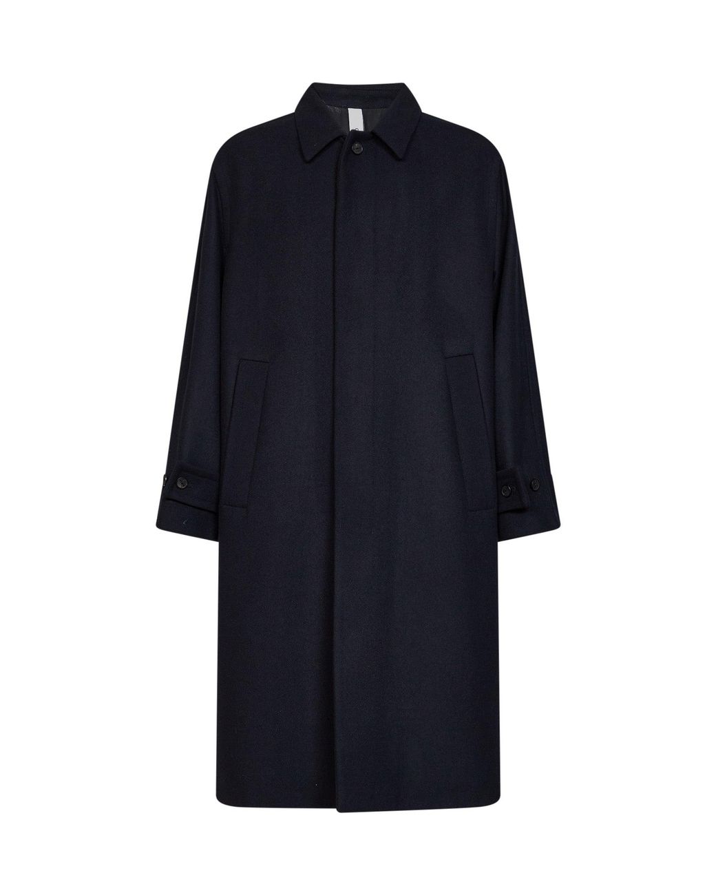 Hevò Blue Wool-Blend Baia Del Monaco Long Trench Coat for men