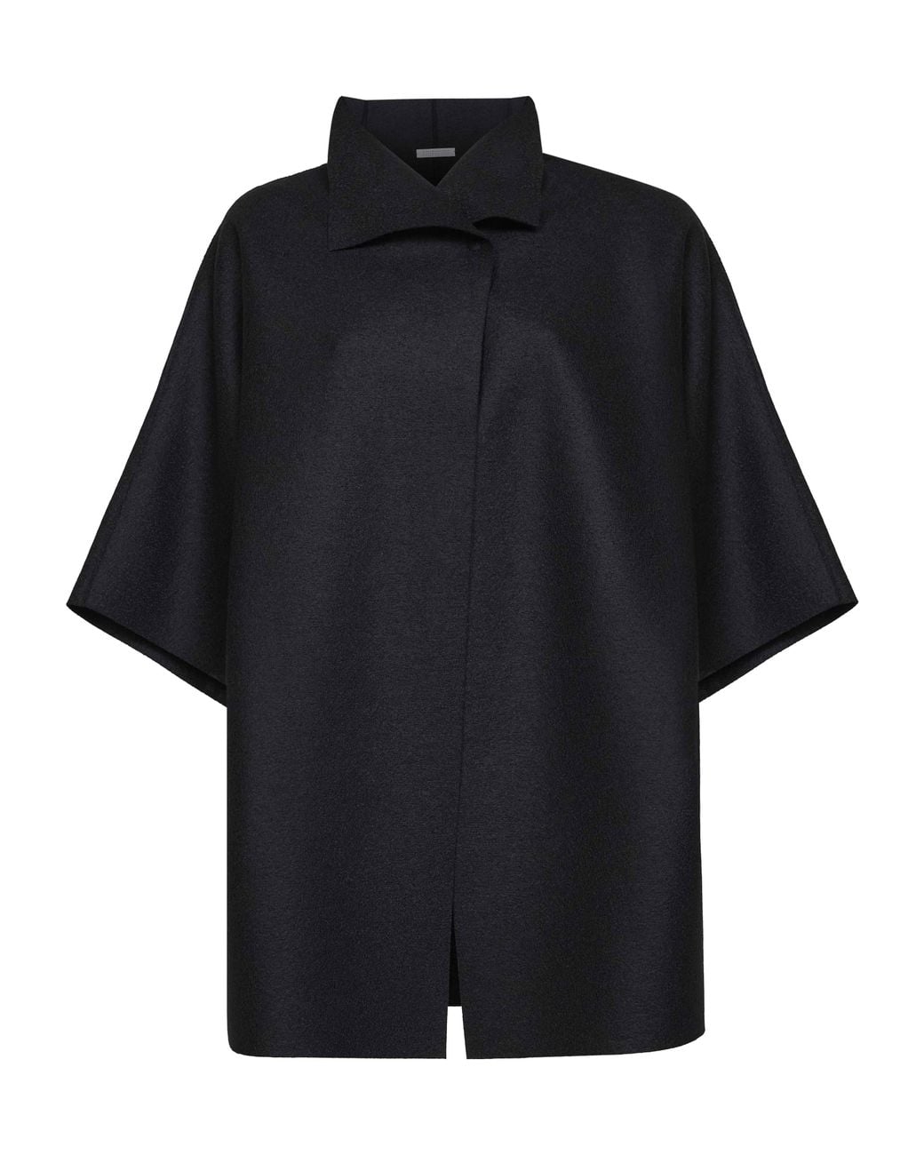 Harris Wharf London Black Felted Wool Kimono Mantle