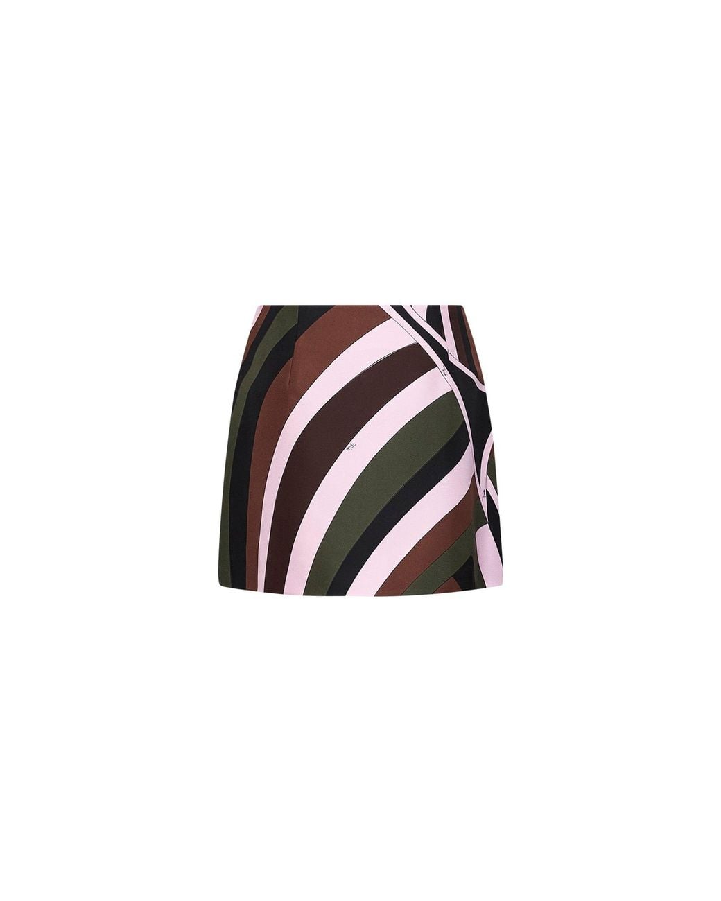 Emilio Pucci Black Khaki And Iride-Print Crêpe De Chine Mini Skirt