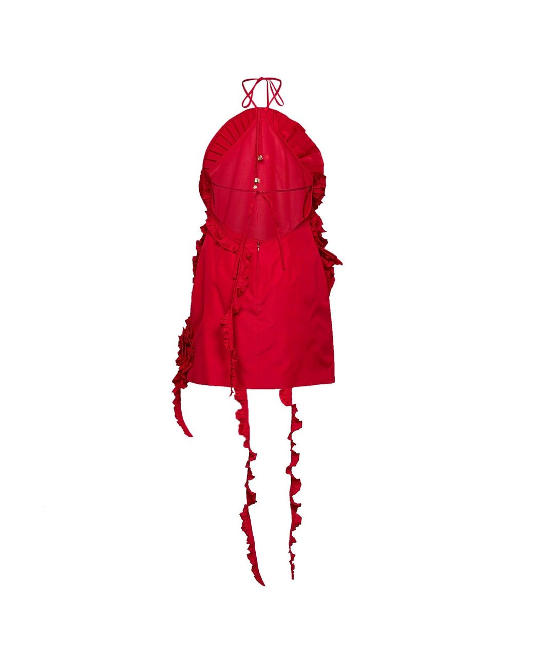 Blumarine Red Taffeta Mini Dress With 3D Roses