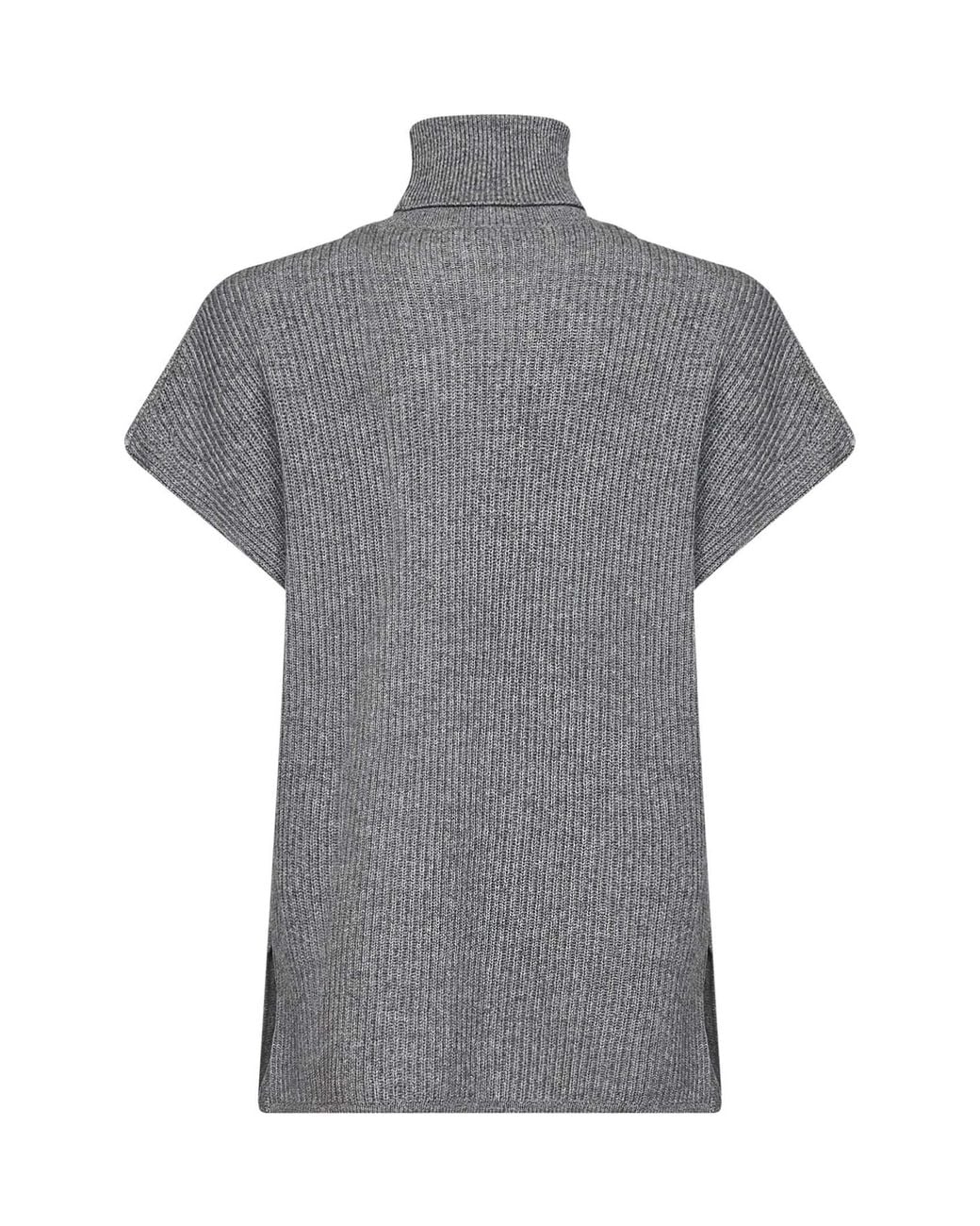 Max Mara Gray Mélange Ribbed Wool And Cashmere Knit Turtleneck Sweater