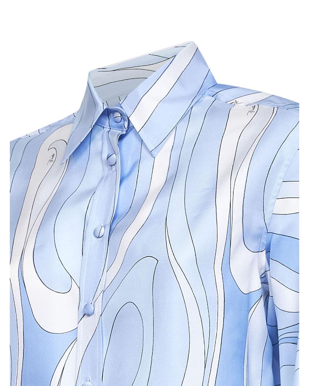 PUCCI Pale Marmo-Print Silk Twill Shirt in Blue | Lyst