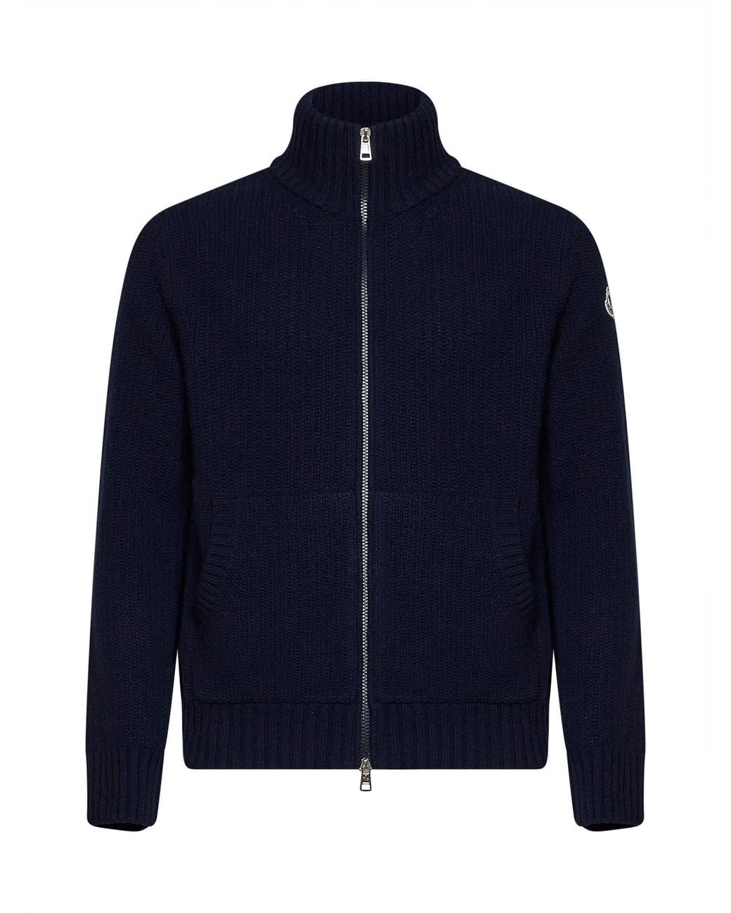 Moncler Blue Wool And Cashmere Blend Zip-Up Cardigan for men