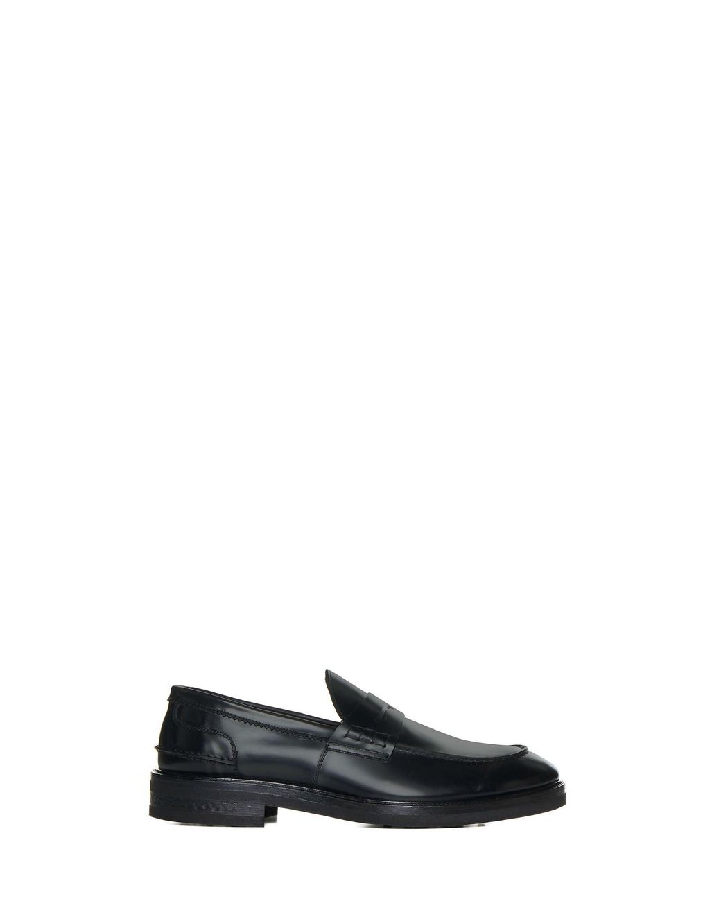 D 40 Black Leather Penny Loafers for men