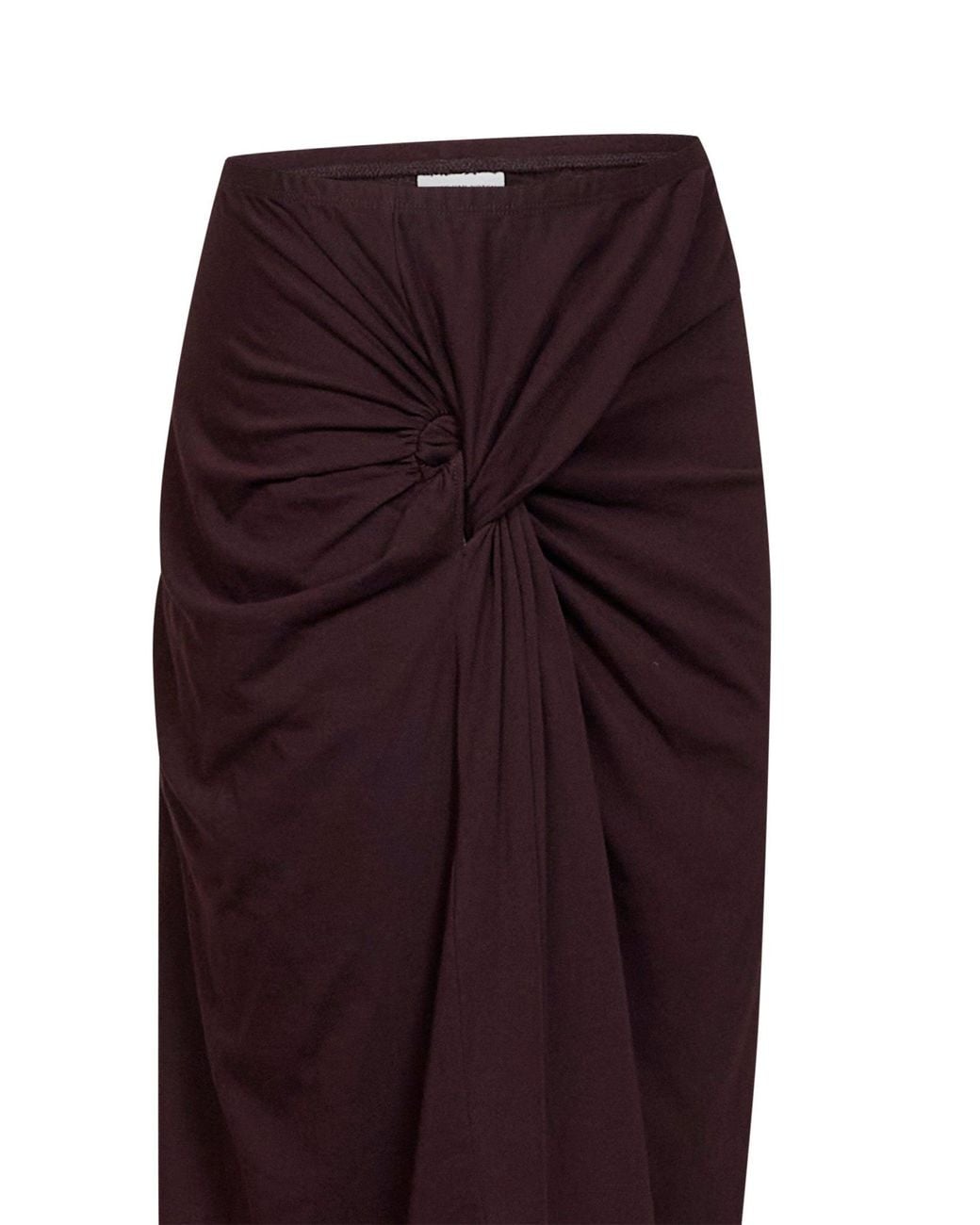 Dries Van Noten Purple Burgundy Cotton Jersey Hemellana Twisted Midi Skirt