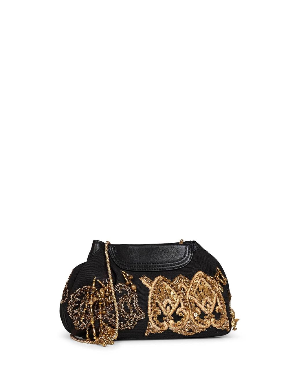 Dries Van Noten White Blossom868 Embroidered Clutch With Shoulder Strap