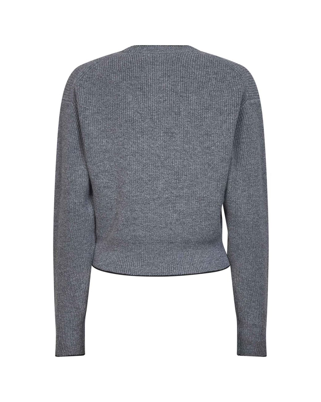 Chloé Gray Divine Wool And Cashmere Knit Embroidered Crewneck Sweater