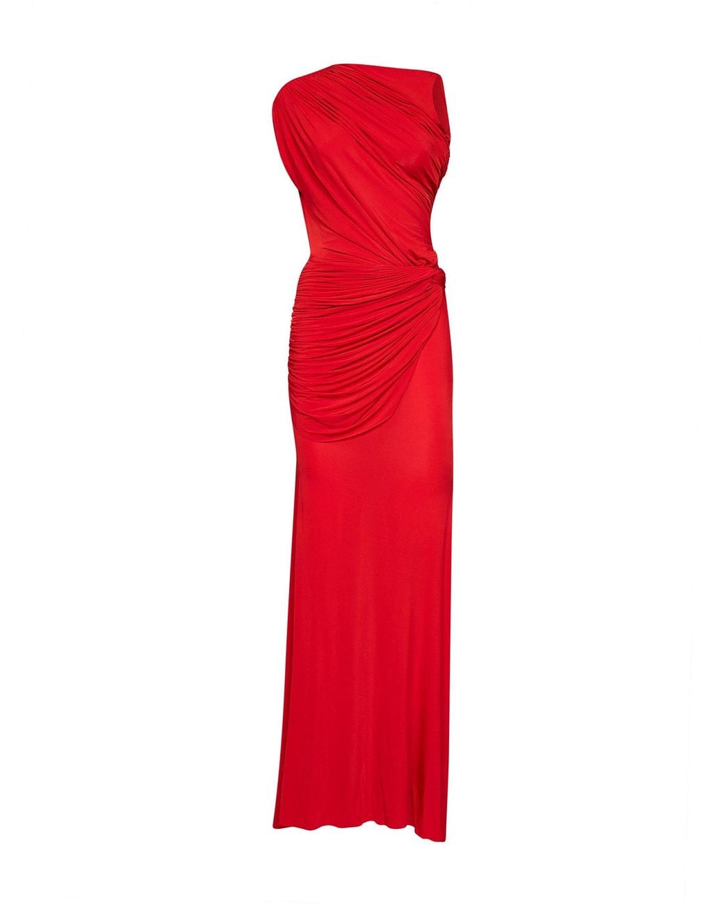 Alex Perry Scarlet Stretch Jersey Asymmetric Gathered Gown