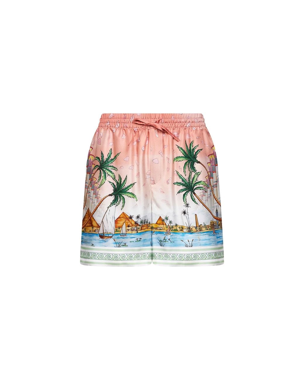 Casablanca White Printed Silk Ethereal Shorts for men