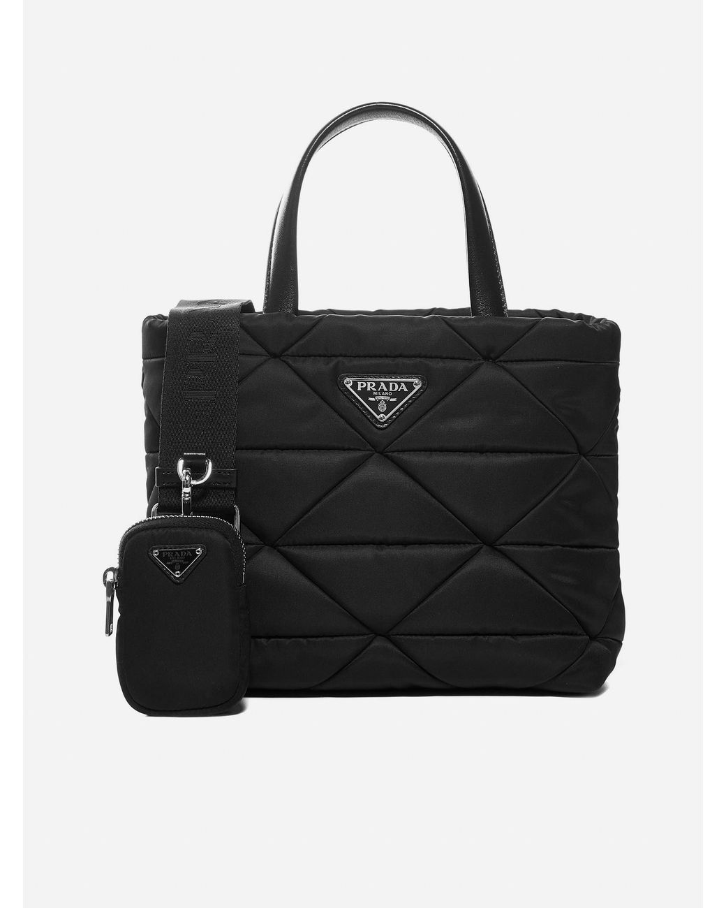 Prada Quilted Renylon Tote Bag in Black Lyst