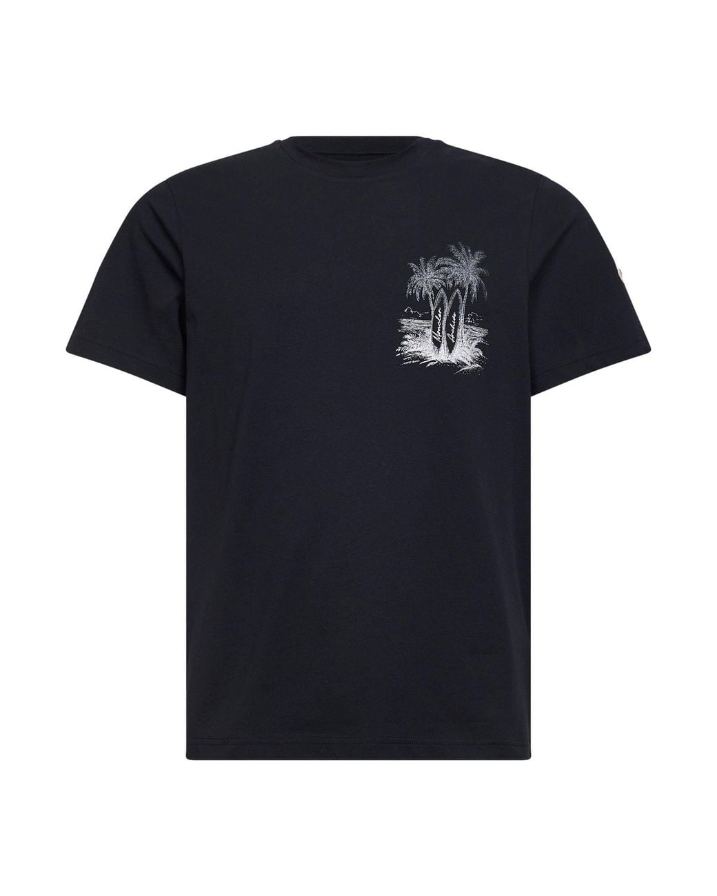 Moncler Black Cotton Jersey Printed T-Shirt for men