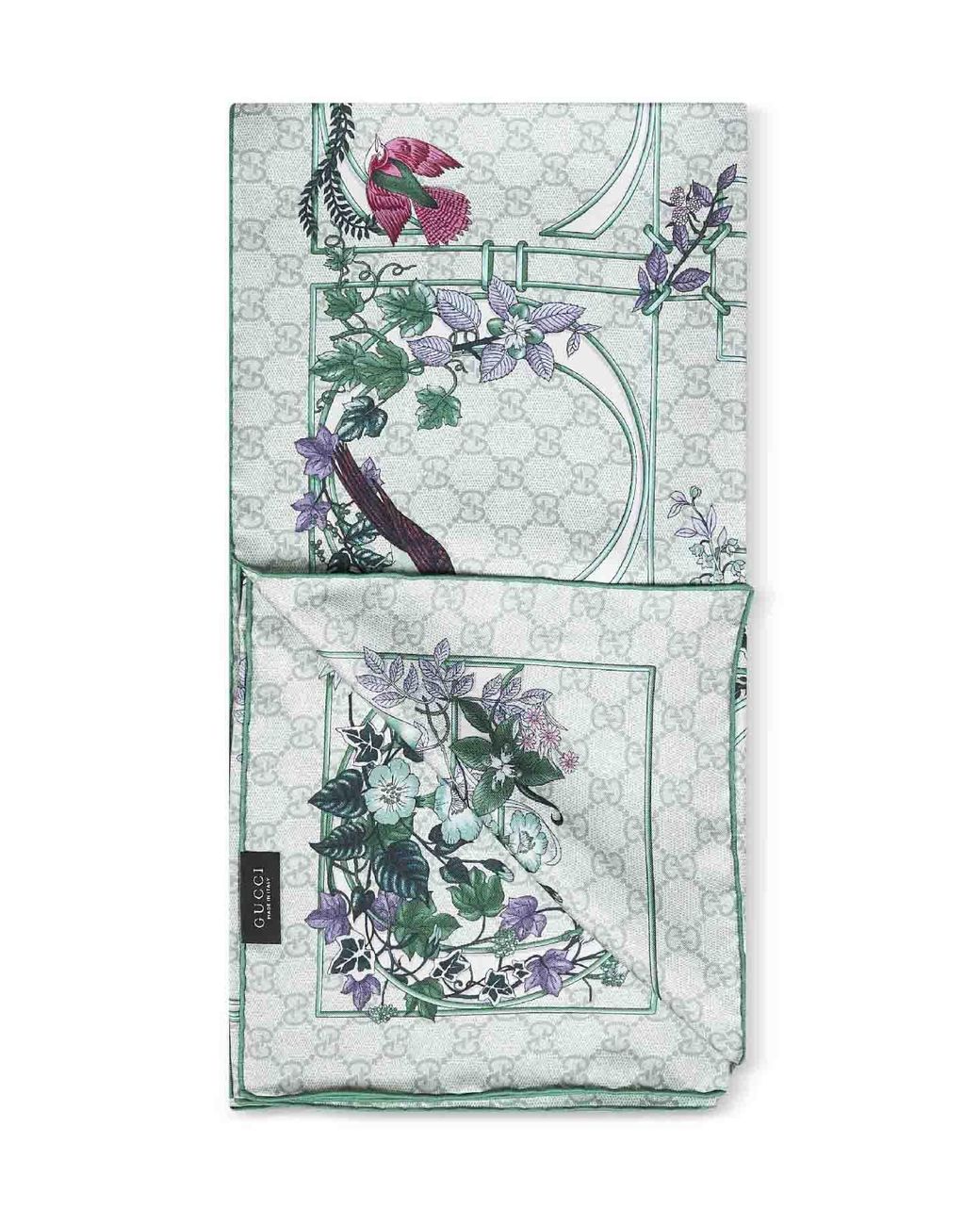 Gucci Blue Printed Silk Twill Scarf