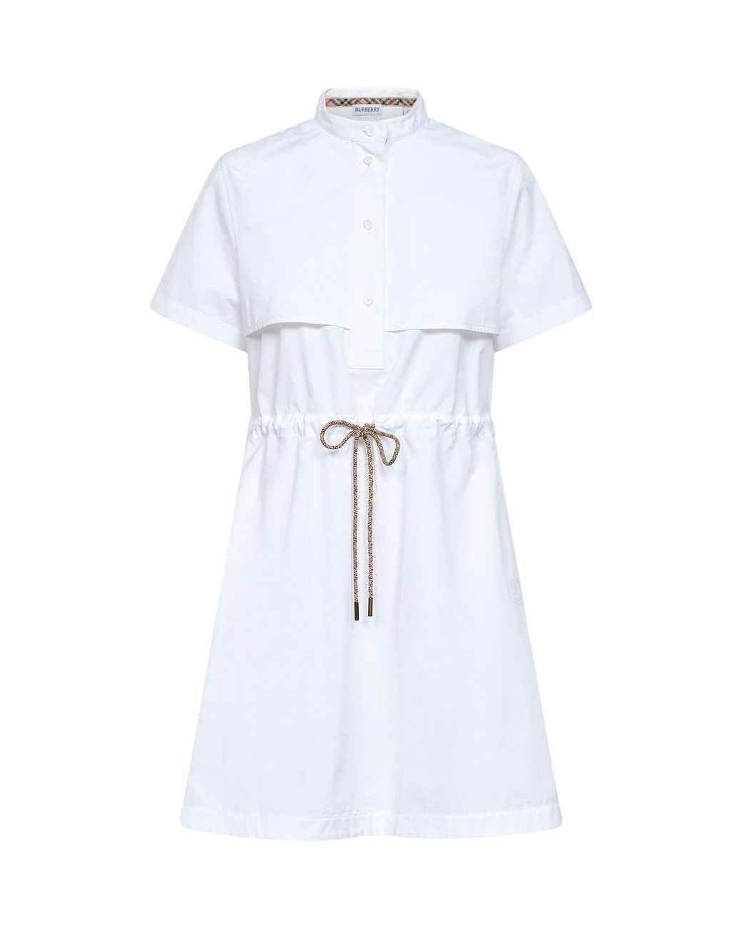Burberry White Optical Cotton Poplin Short Dress