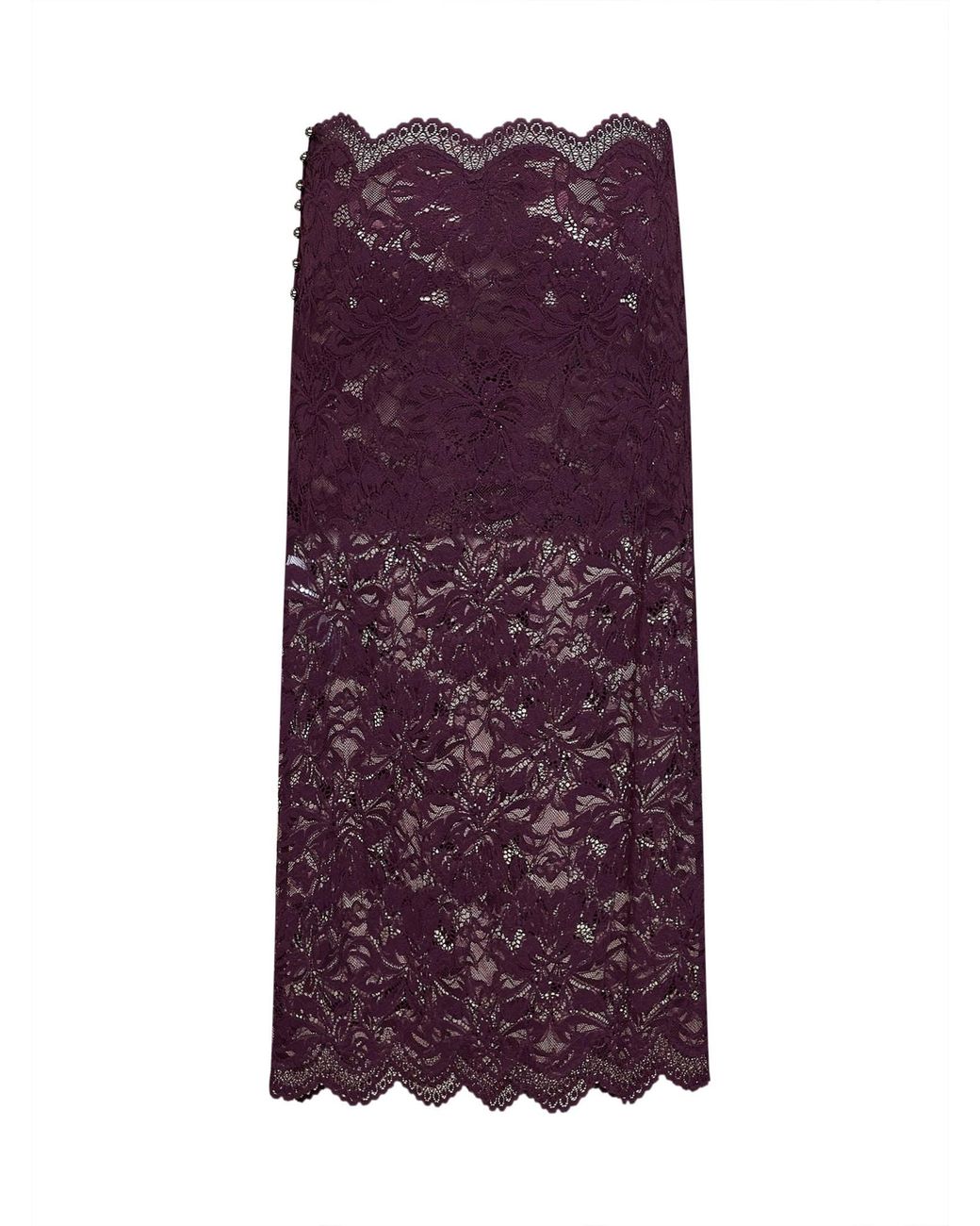 Rabanne Purple Layered Stretch Lace Midi Skirt