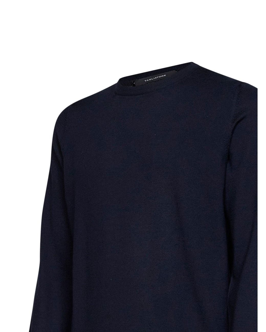 Tagliatore Blue Virgin Wool Knit Marley Crewneck Sweater for men