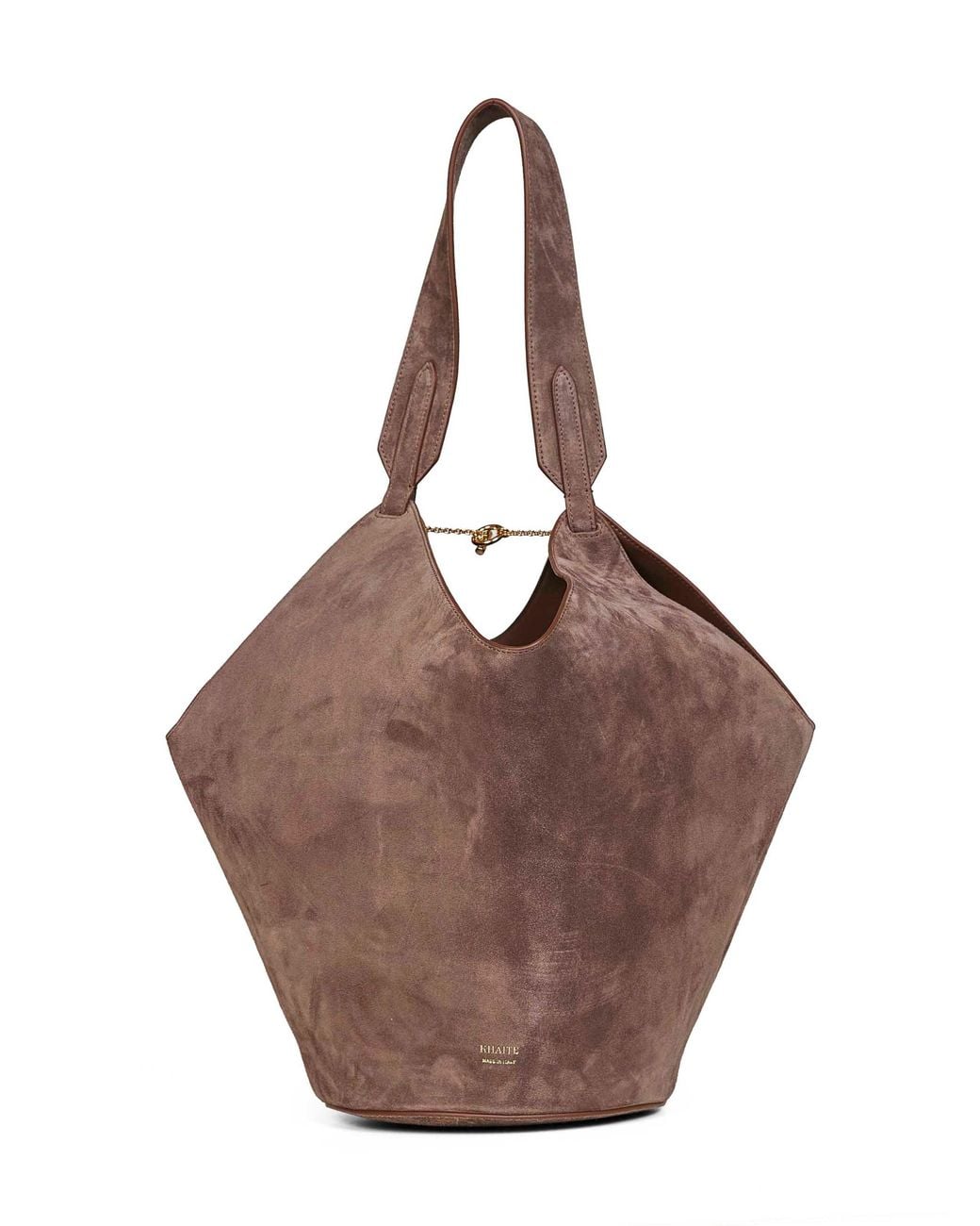 Khaite Brown Cedar Lotus Small Tote Bag