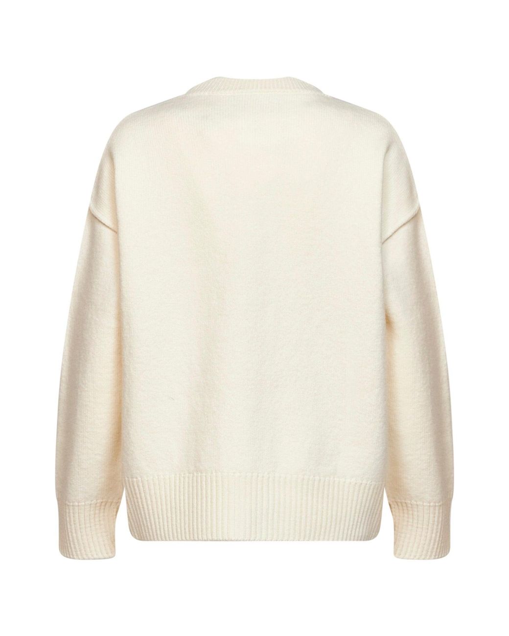 AMI Natural Ecru Felted Merino Wool Ami De Cœur Cardigan