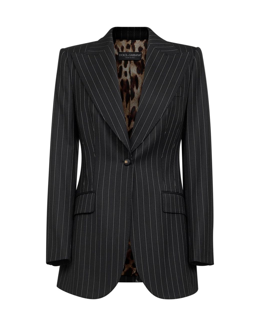 Dolce & Gabbana Black Pinstriped Stretch Wool Single-Breasted Jacket