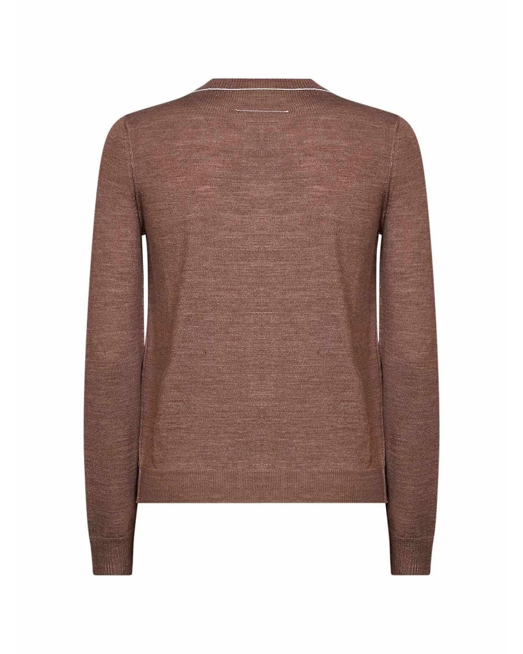 MM6 by Maison Margiela Brown Light Wool Blend Cardigan With Contrasting Trims