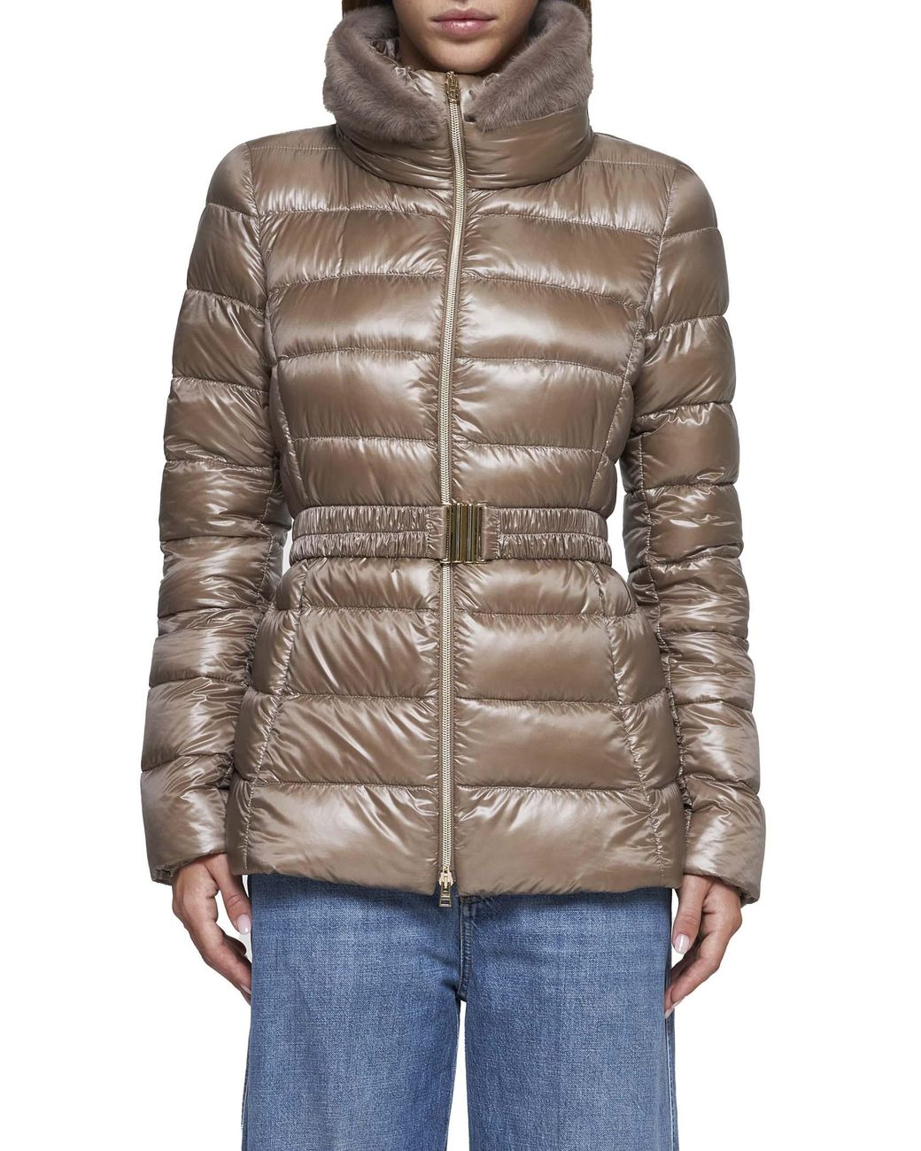 Herno Icons Brown Claudia Quilted Nylon Down Jacket By