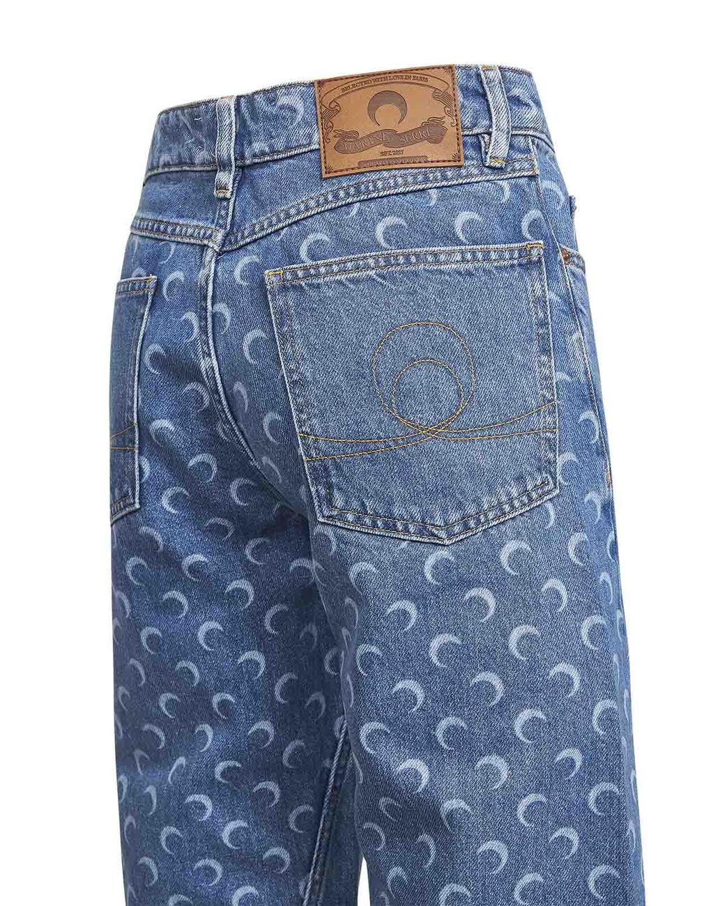 Marine Serre Denim Moon Laser Baggy Jeans in Blue | Lyst