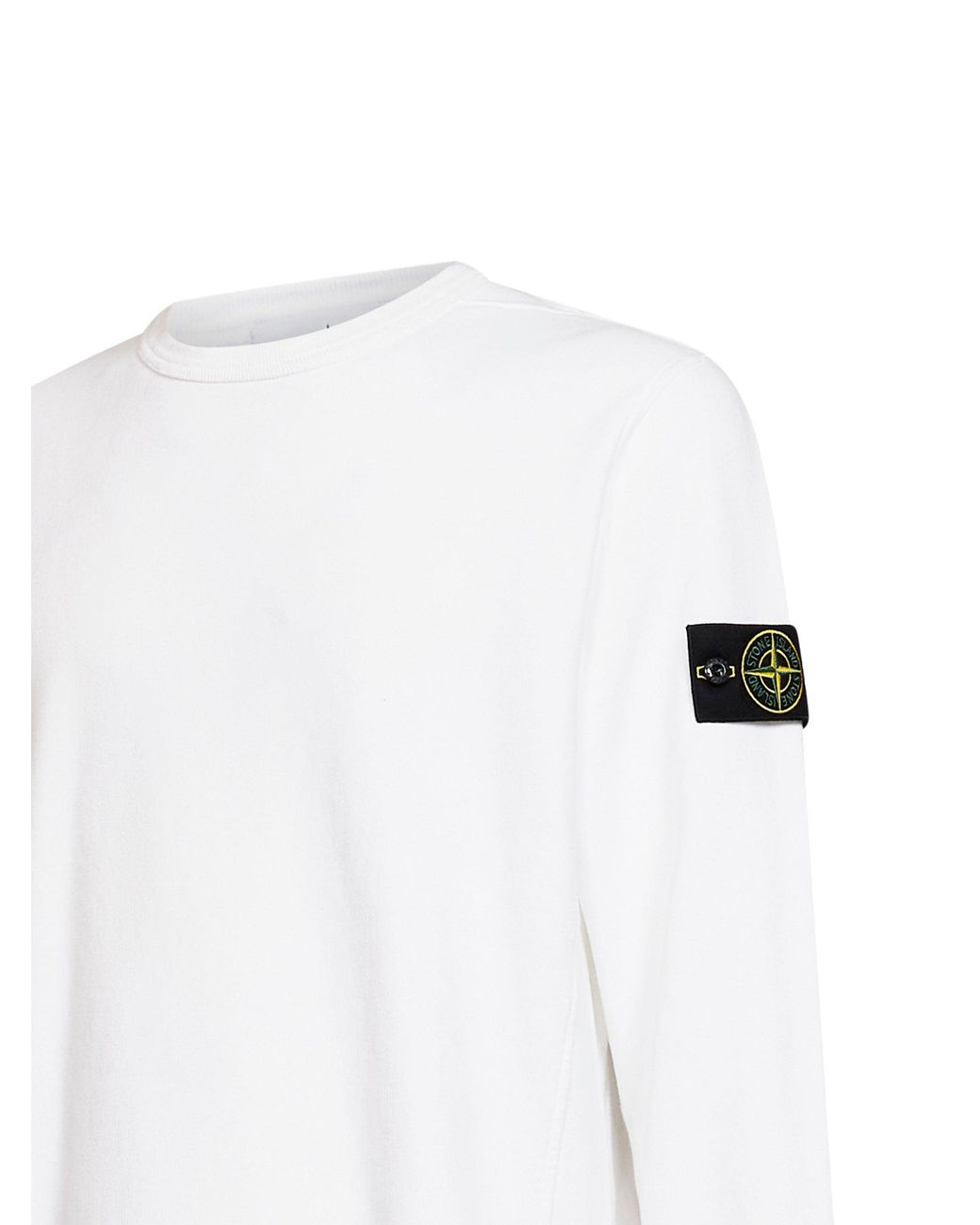 Stone Island White Organic Stretch Cotton Crewneck Sweatshirt for men