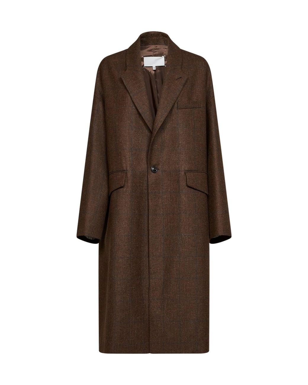 Maison Margiela Brown Check Wool Oversized Coat