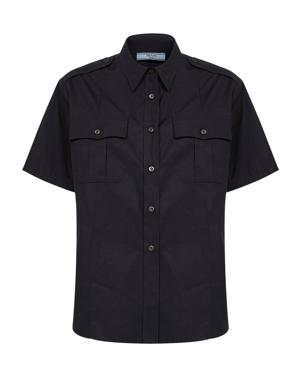 Prada Abbigliamento Black Poplin Short-Sleeved Shirt
