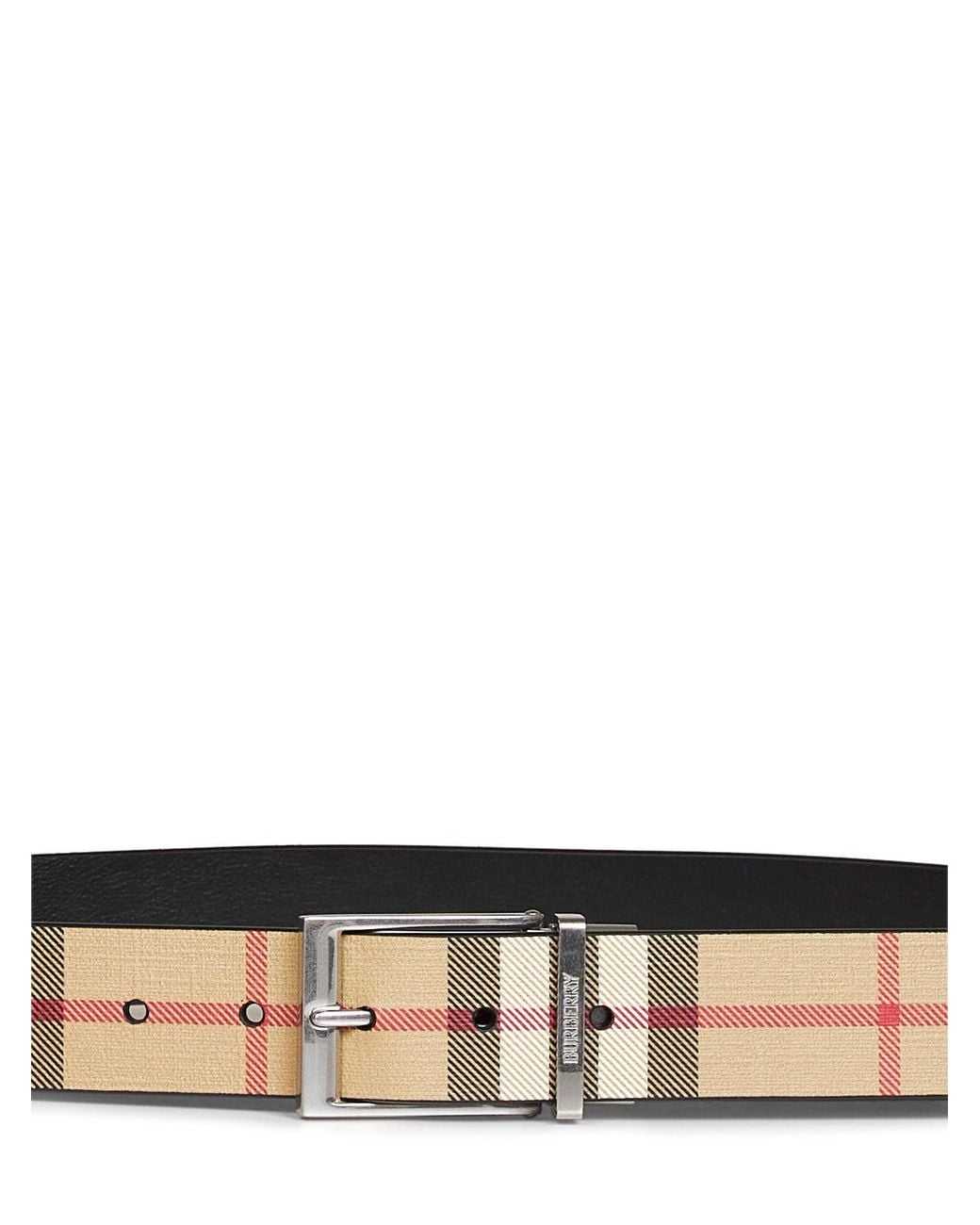 Burberry White Archive And Check Reversible Belt for men