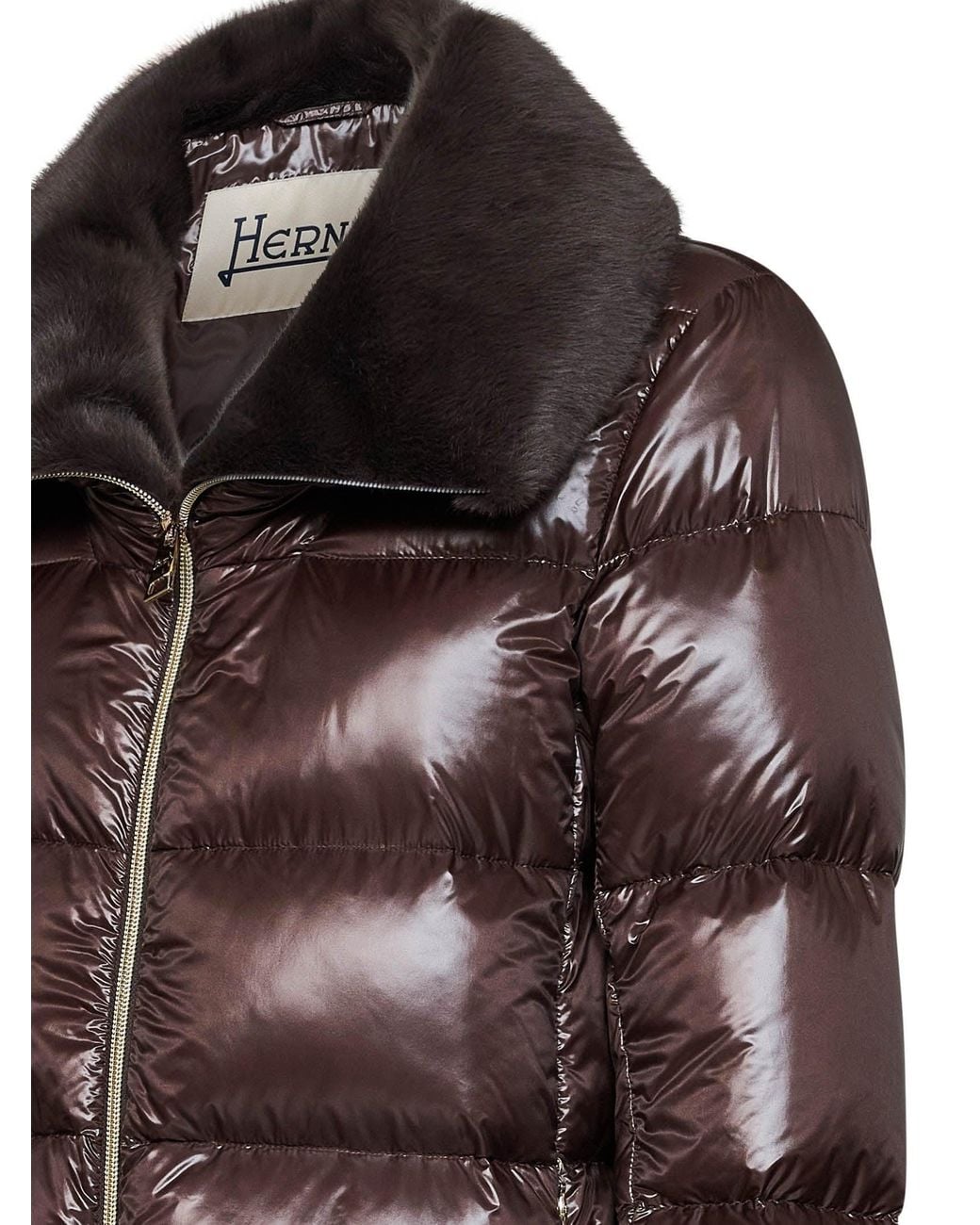 Herno Brown Dark Chocolate Nylon Ultralight And Faux Fur Padded Jacket for men
