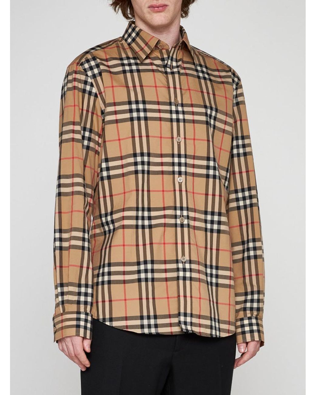 Burberry Vintage Check Print Cotton Shirt in White for Men | Lyst UK