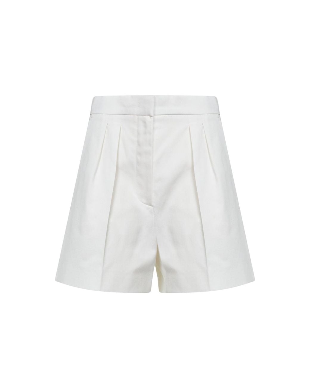 Max Mara White Stretch Cotton Satin Mxmtabacco Shorts
