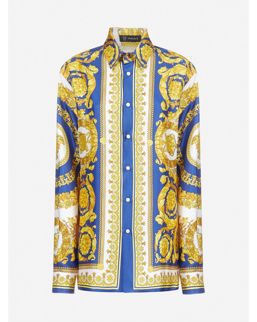 Camicia in seta con stampa Gold BaroccoVersace in Seta da Uomo | Lyst
