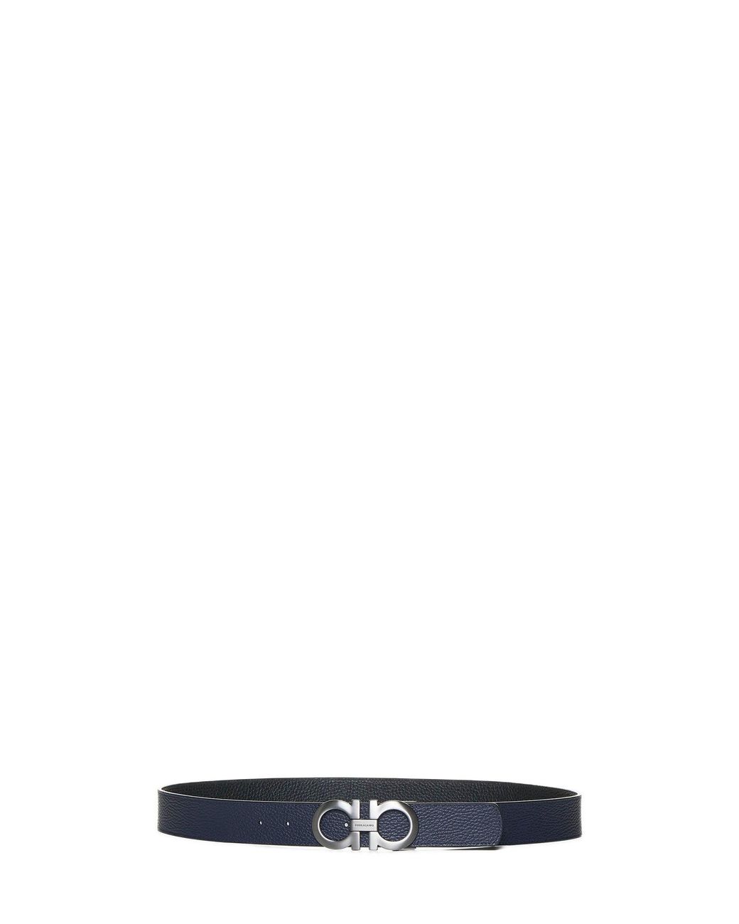 Ferragamo White Leather Reversible Gancini Belt for men
