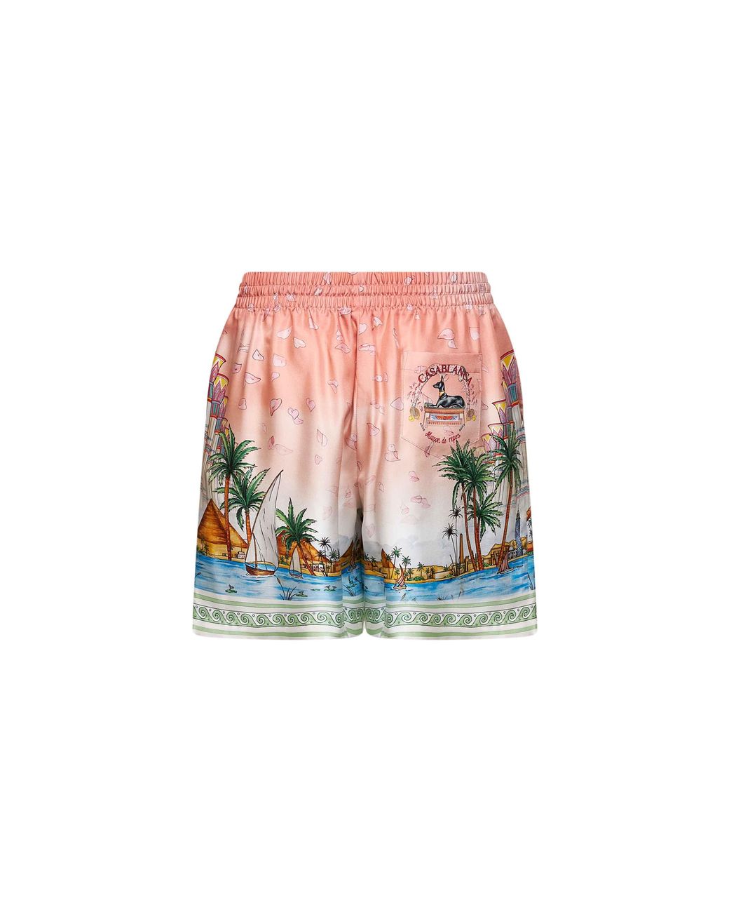 Casablanca White Printed Silk Ethereal Shorts for men