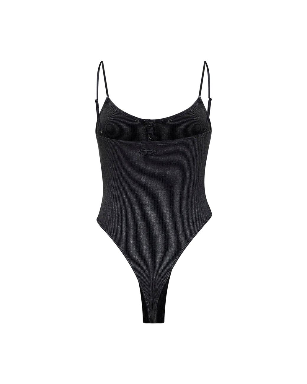 DIESEL Black Dark Marbled Ribbed Jersey T-Ley Bodysuit