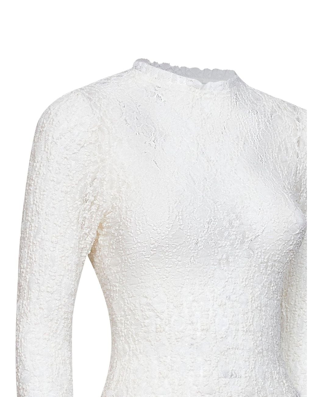 Isabel Marant White Stretch Lace Brany Long-Sleeved Top