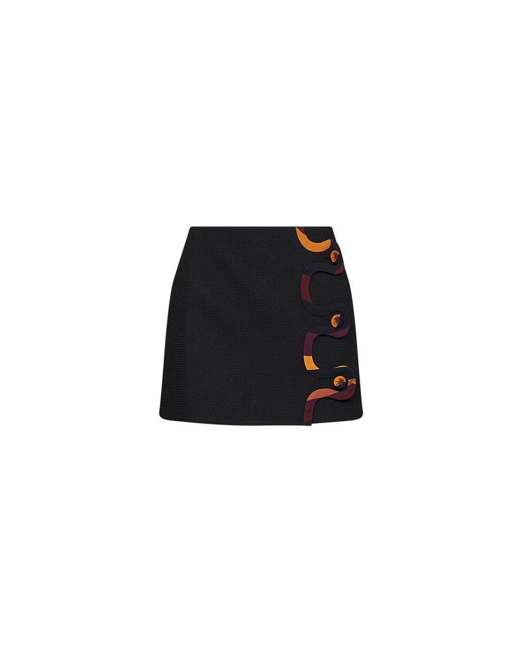 Emilio Pucci Black Tecno Poudre Mini Skirt With Printed Wavy Trim