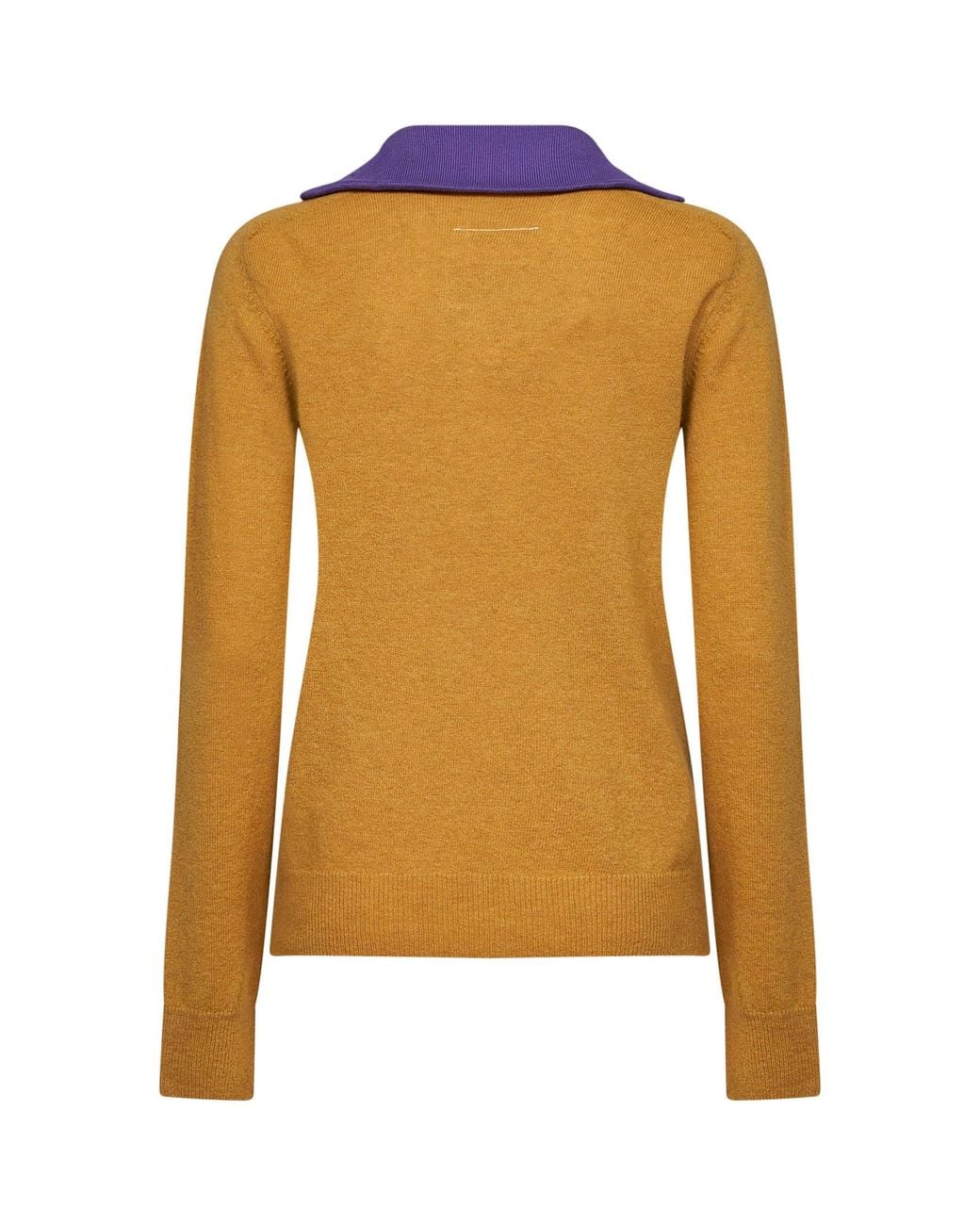 MM6 by Maison Margiela Orange Mustard Wool Blend Sweater With Contrasting Collar