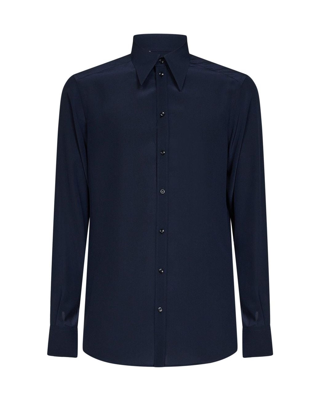 Dolce & Gabbana Blue Dark Silk Crêpe De Chine Martini Shirt for men