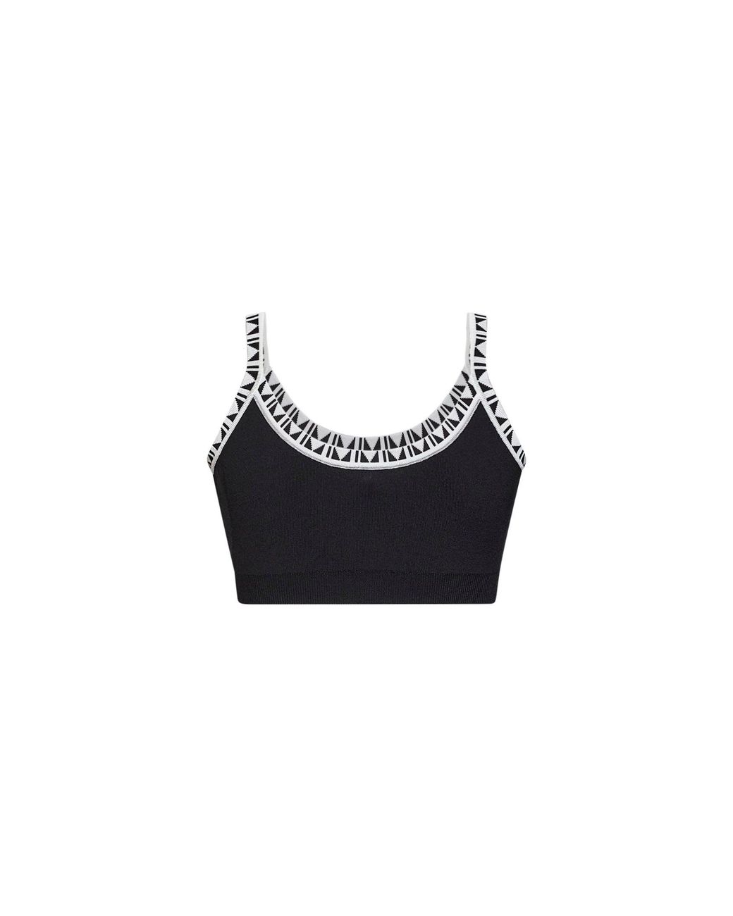 Versace Black Knit Cropped Top With Jacquard Details