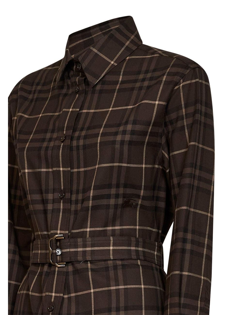 Burberry Black Check Flannel Belted Shirt Dress