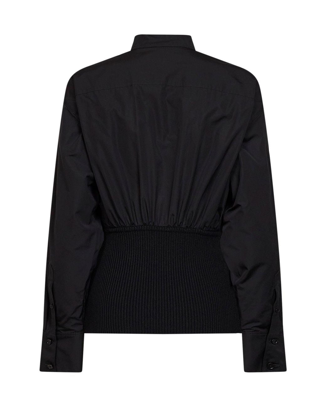 Alaïa Black Cotton Poplin Shirt With Ribbed Waist