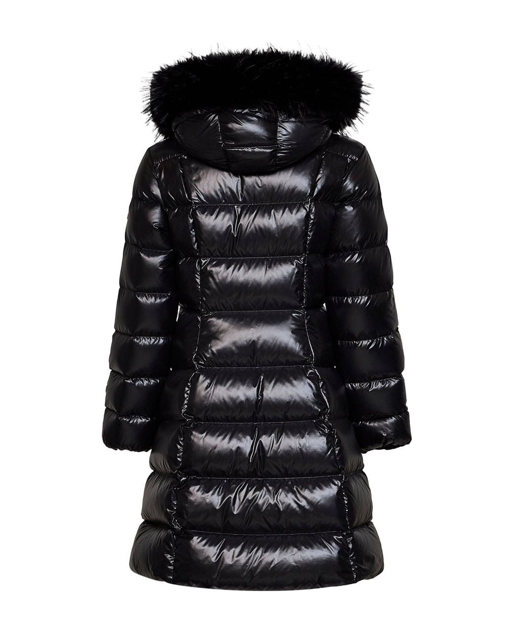 Moncler Black Nylon Laqué Fulmarusse Hooded Midi Puffer Coat