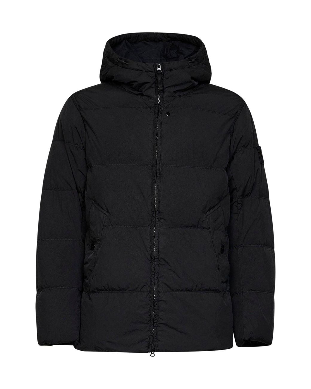 Stone Island Black Crinkle Reps Ny Hooded Down Jacket<Br for men