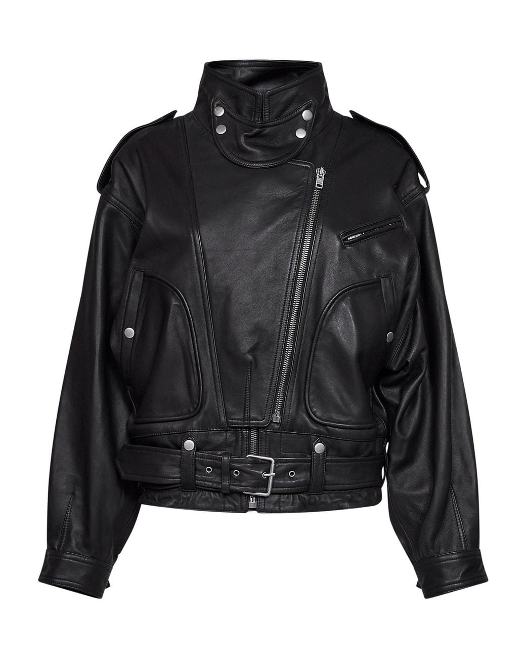 Isabel Marant Black Lambskin Farza Biker Jacket