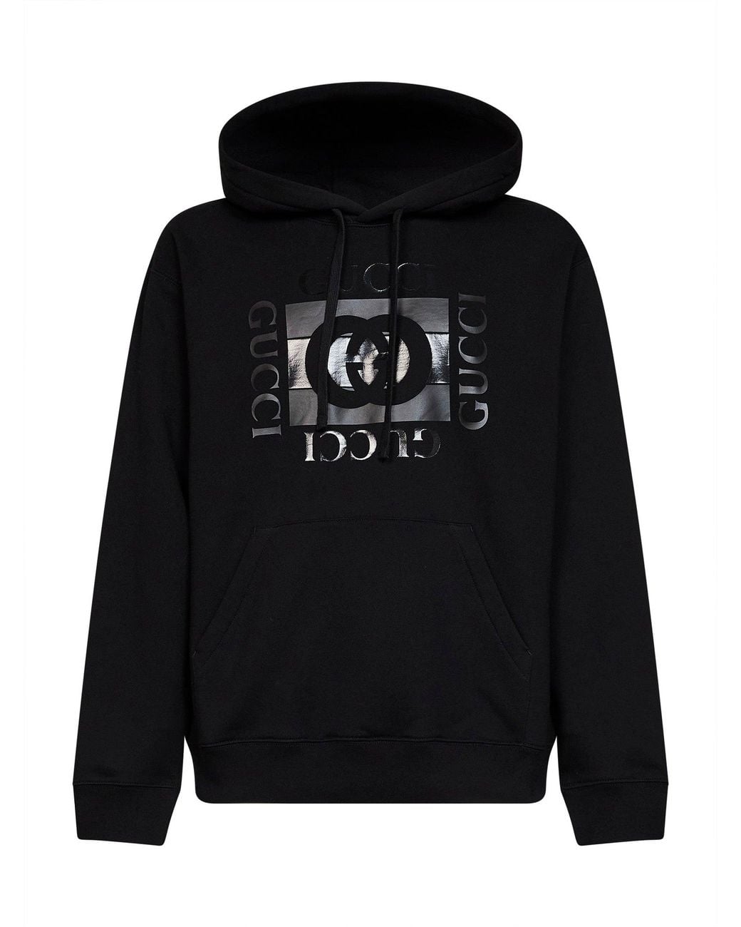 Gucci Black Cotton Jersey Printed Hoodie for men