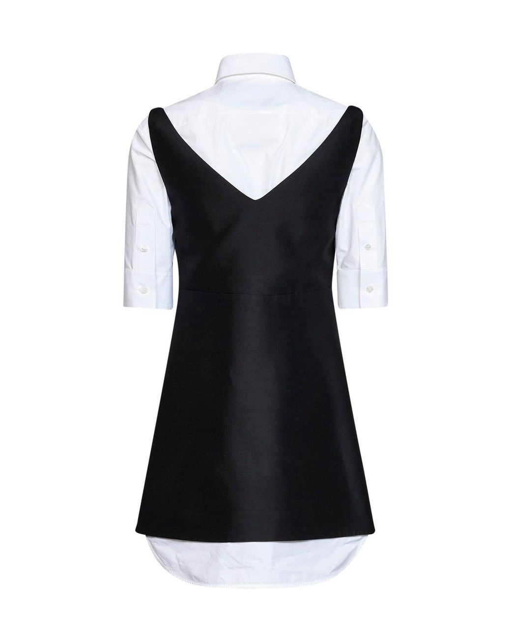 Balenciaga Black Wool And Silk Blend Mini Hybrid Shirt Dress